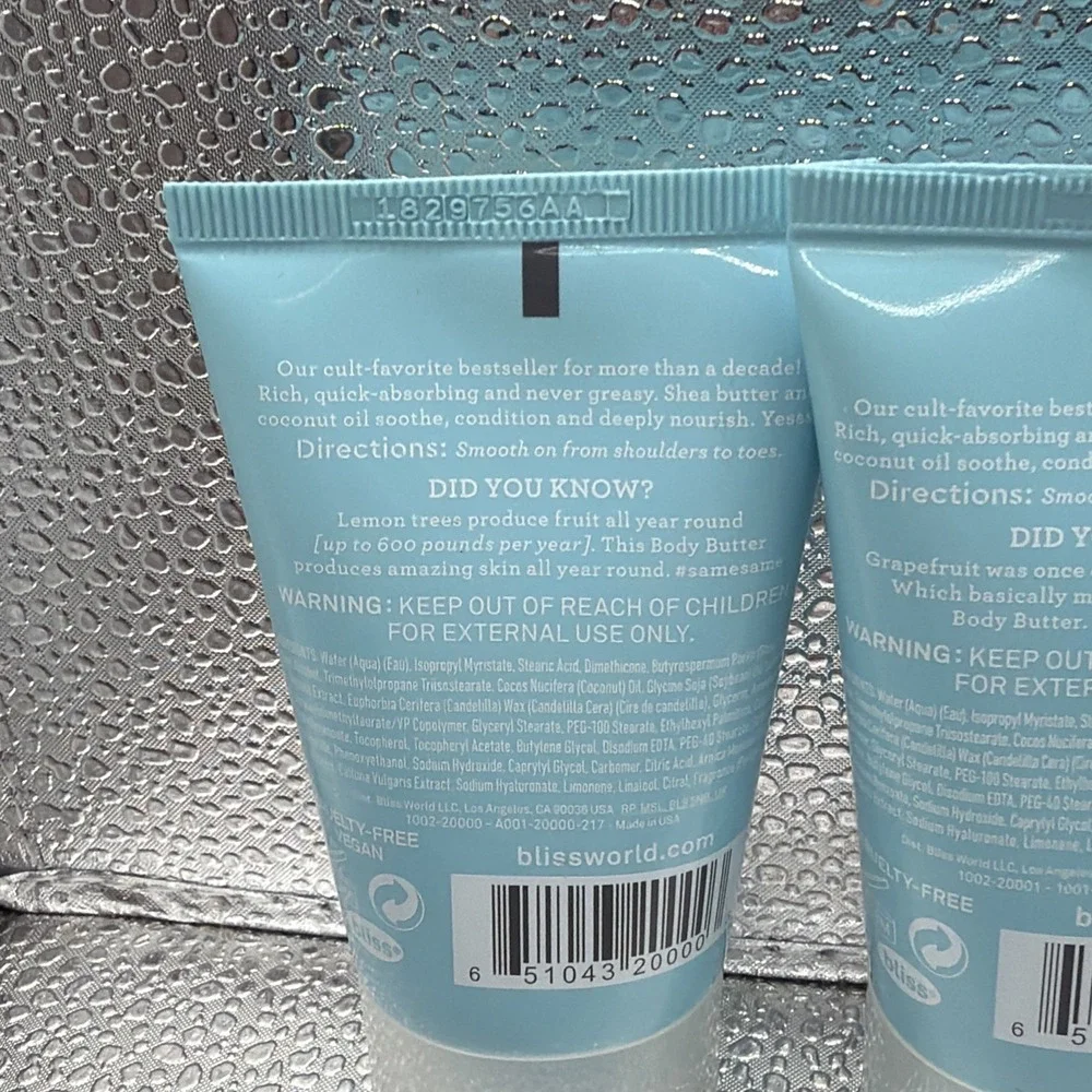 Lot of (3) BLISS Lemon Sage, Grapefruit Aloe Naked Body Butter - 1.7 Oz‎ Each